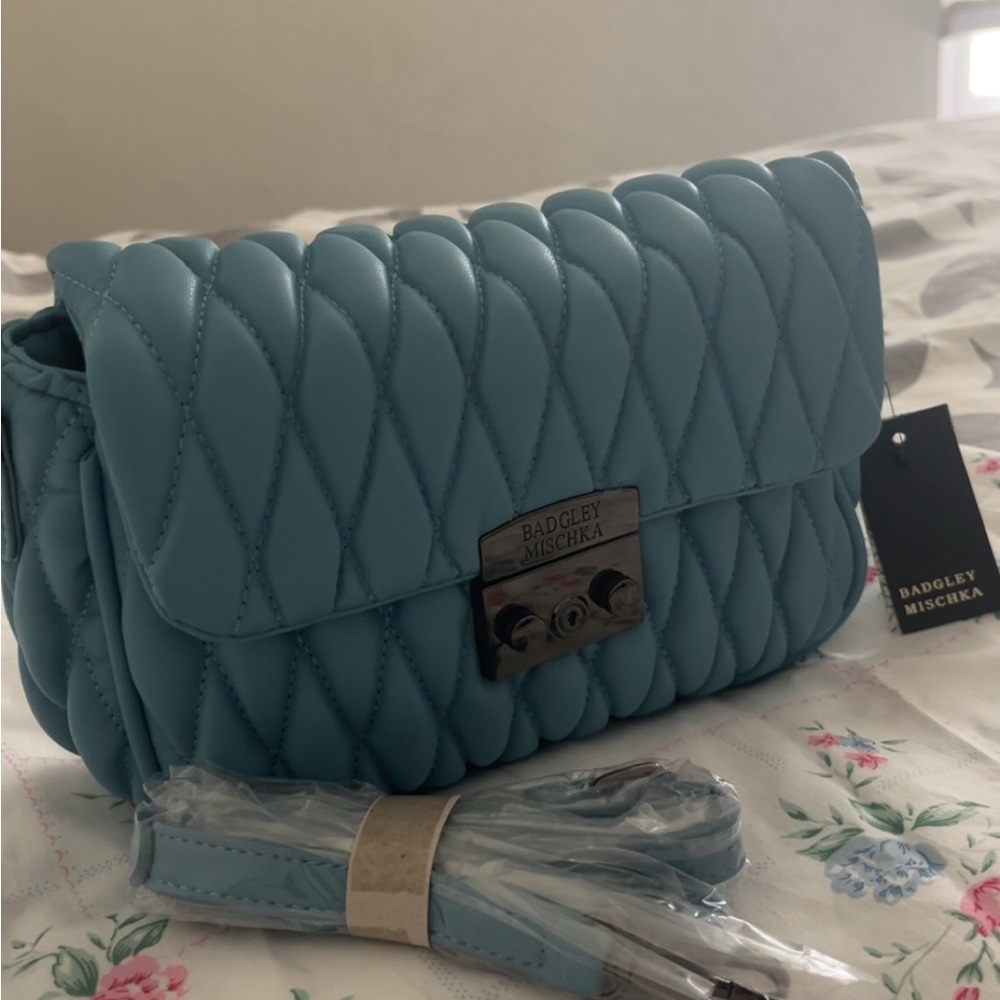 Badgley Mischka Teal Quilted Crossbody Bag